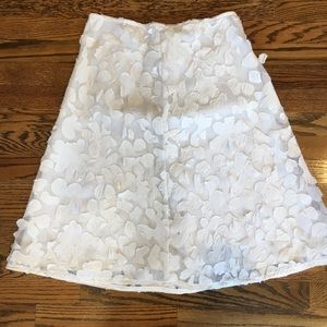 EUC White Cache Floral Appliqué Skirt, 0